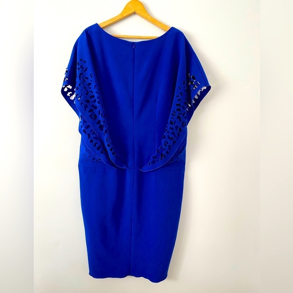 Rene Ruiz Collection Size 8 Blue Cut Out Wing Sleeve Knee Length Cocktail Dress